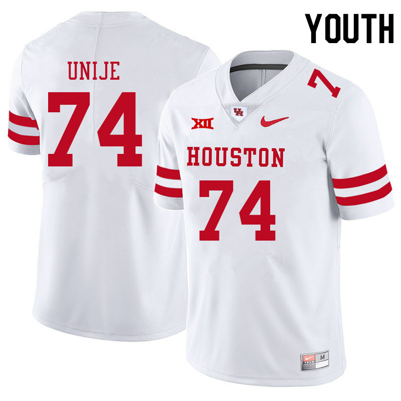 Youth #74 Reuben Unije Houston Cougars College Big 12 Conference Football Jerseys Sale-White